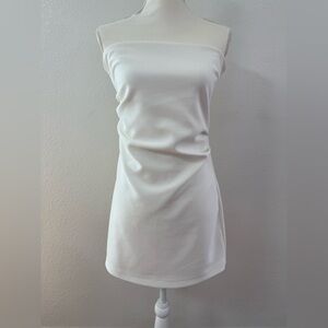 ZARA White Bandeau Bodycon  Mini Dress Stretch Zip Sleeveless Size M